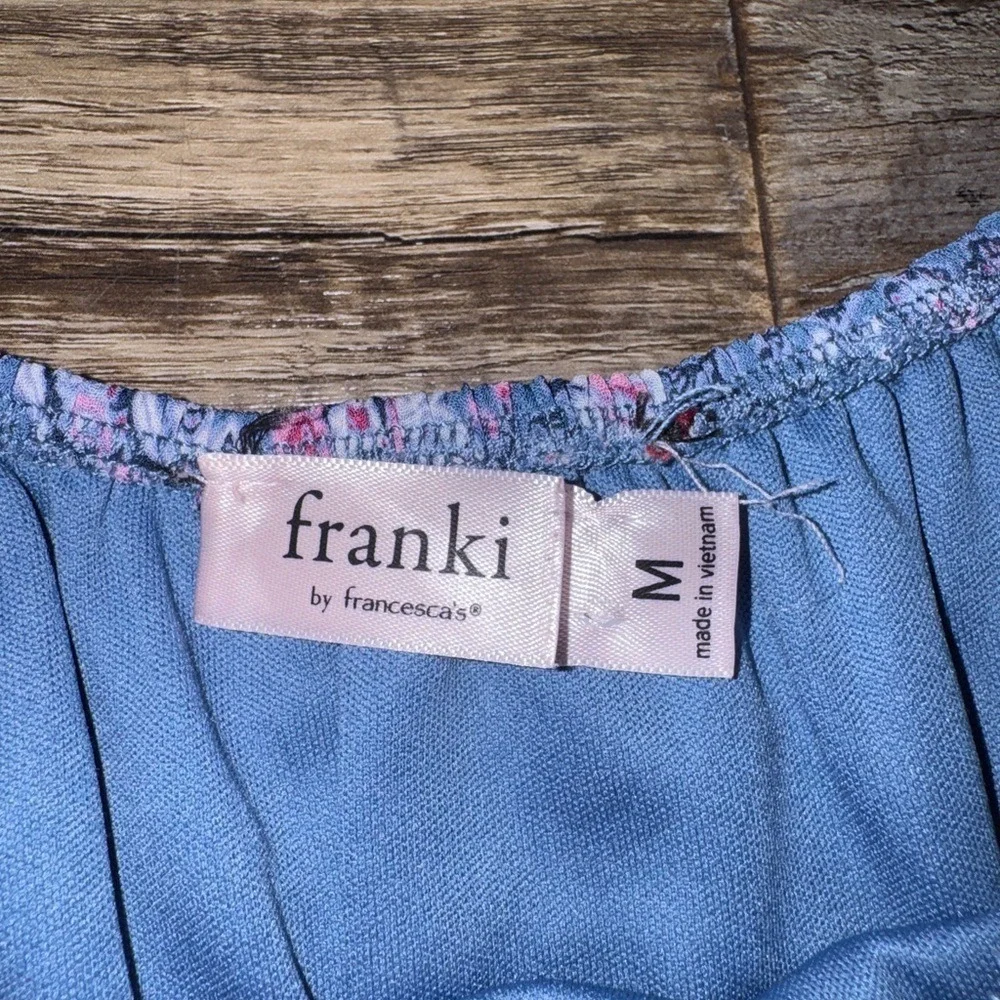 Girls Franki by Francesca's Blue Paisley Smocked Boho Dress Size M Long Sleeve